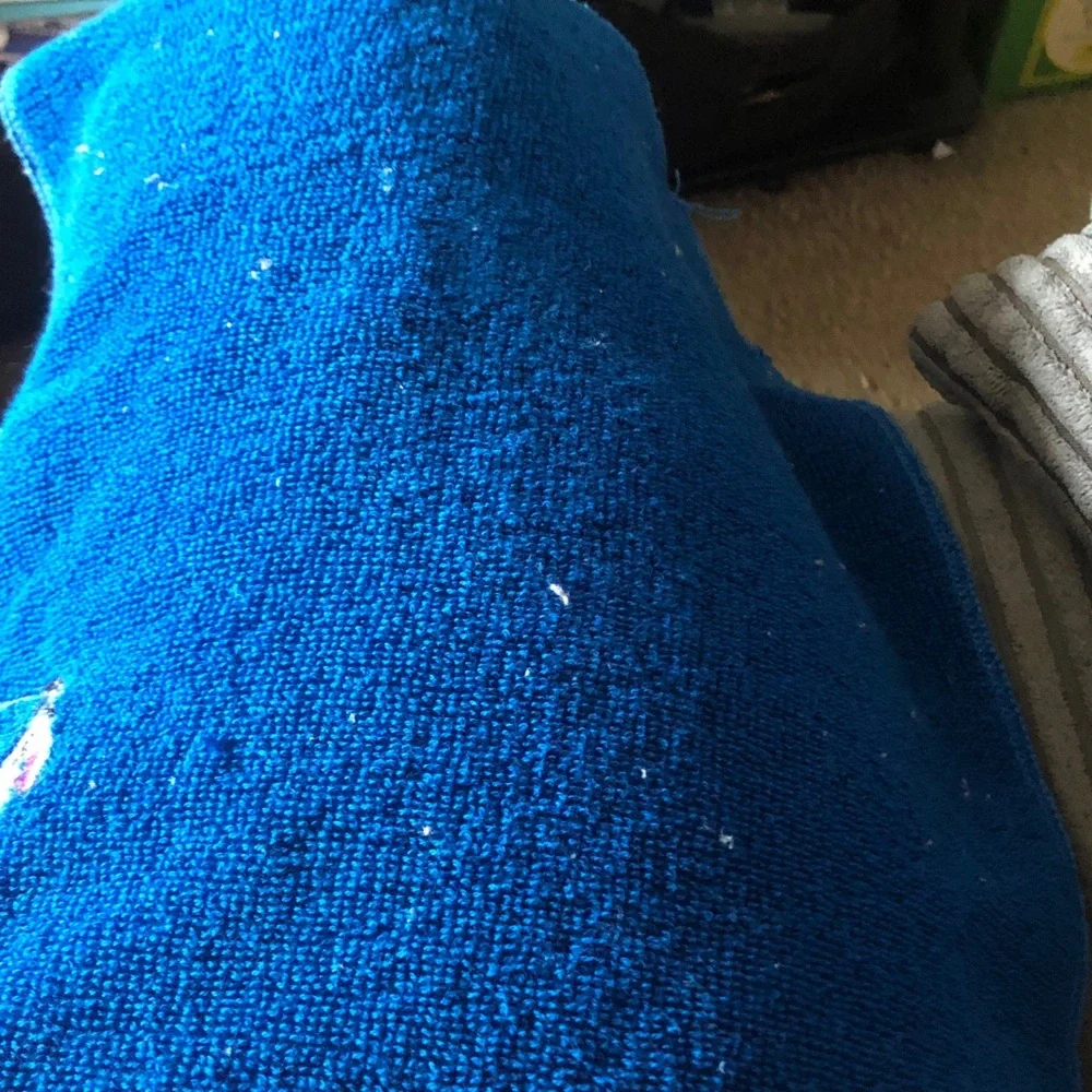 Bright Blue Plush with Cartoon Patch wash cloth